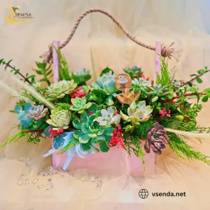Pink Succulent Basket