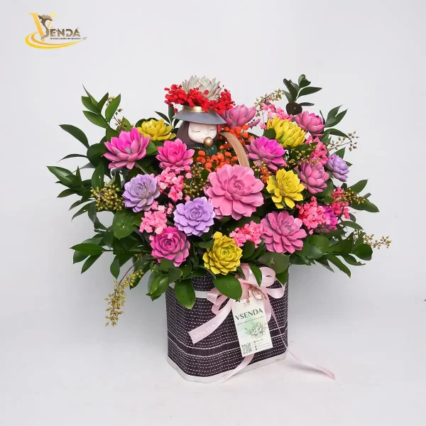 Giỏ Hoa Sen Đá Yêu Thương - Hình ảnh 2