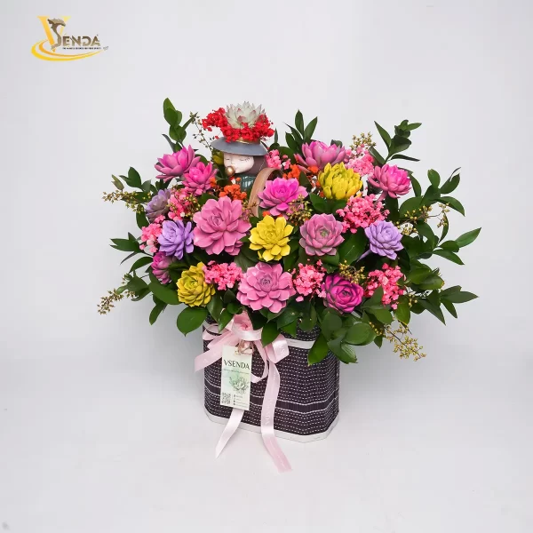 Giỏ Hoa Sen Đá Yêu Thương - Hình ảnh 3